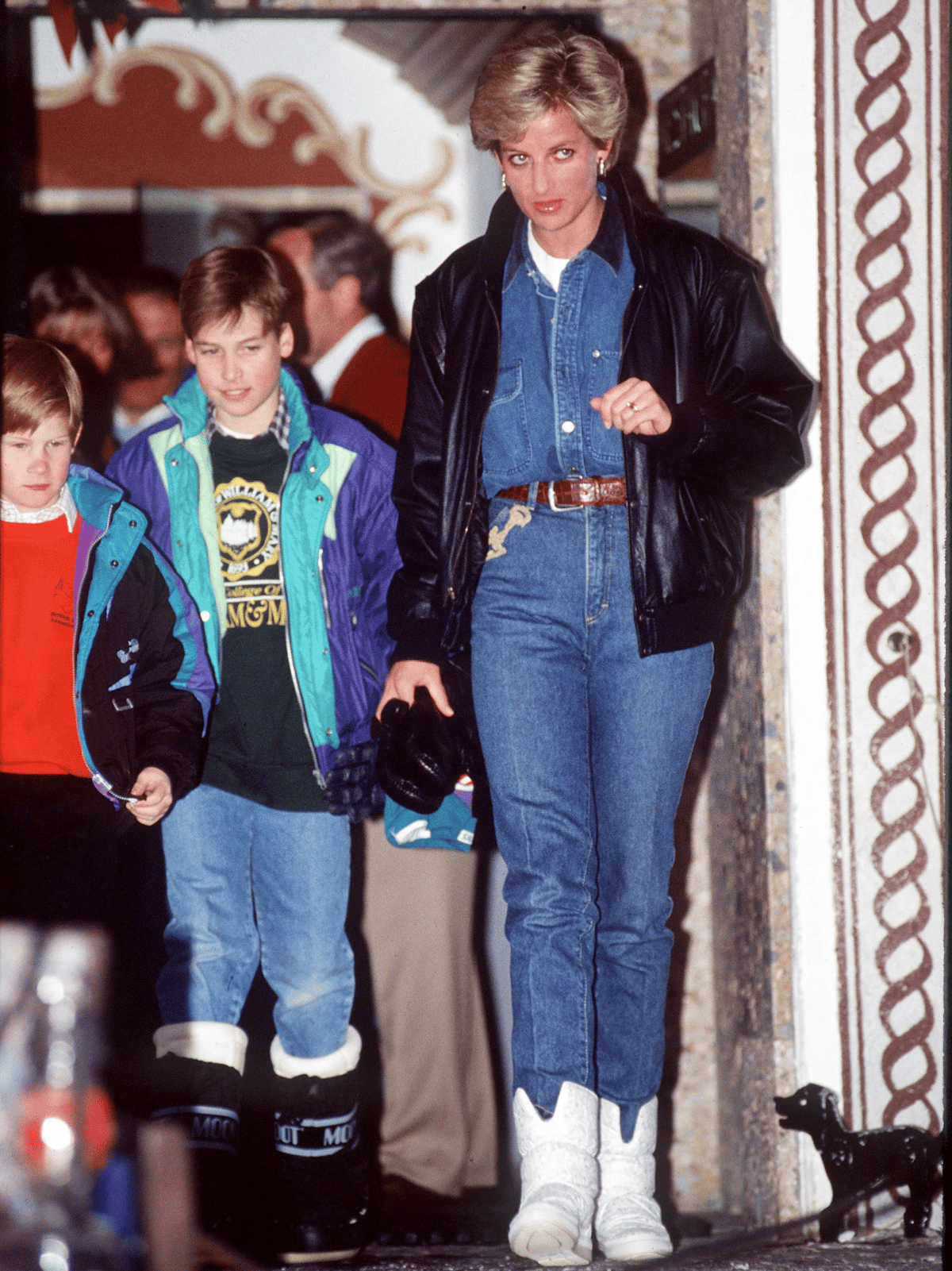 Diana wears Double denim for a skiing trip to Austria in ’93.
