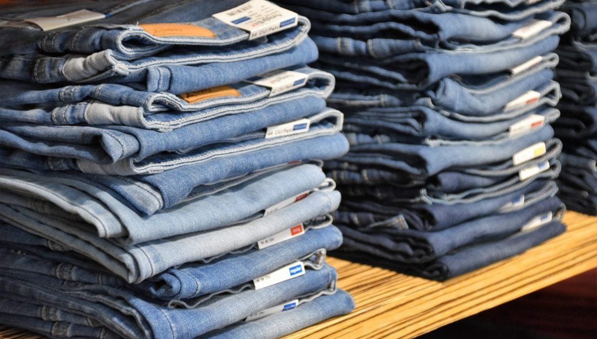 Blue jeans in a clothing store
