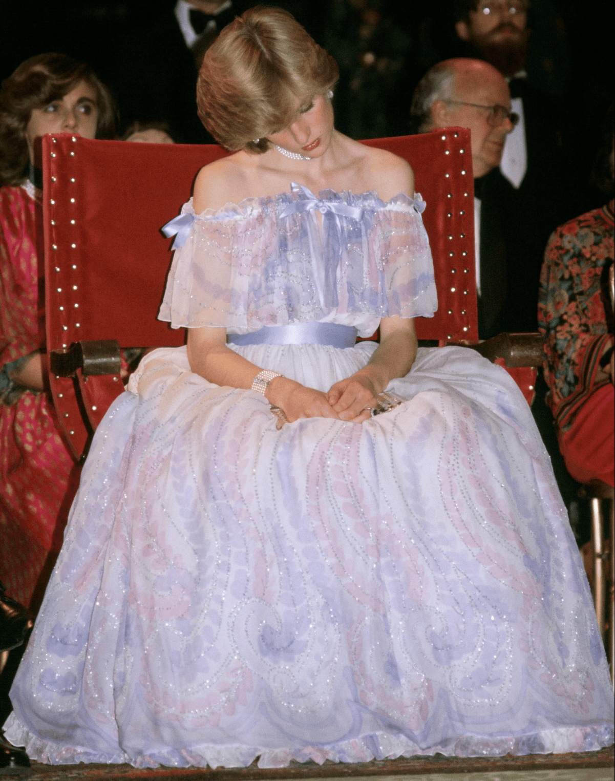  In this snapshot taken during a party at the Victoria and Albert Museum in November 1981, Diana Spencer is a modern-day Sleeping Beauty