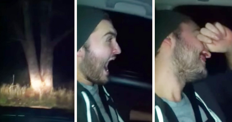 He Wakes Up Screaming As They Approach A Tree. Then He Realises It Was All A Wind Up