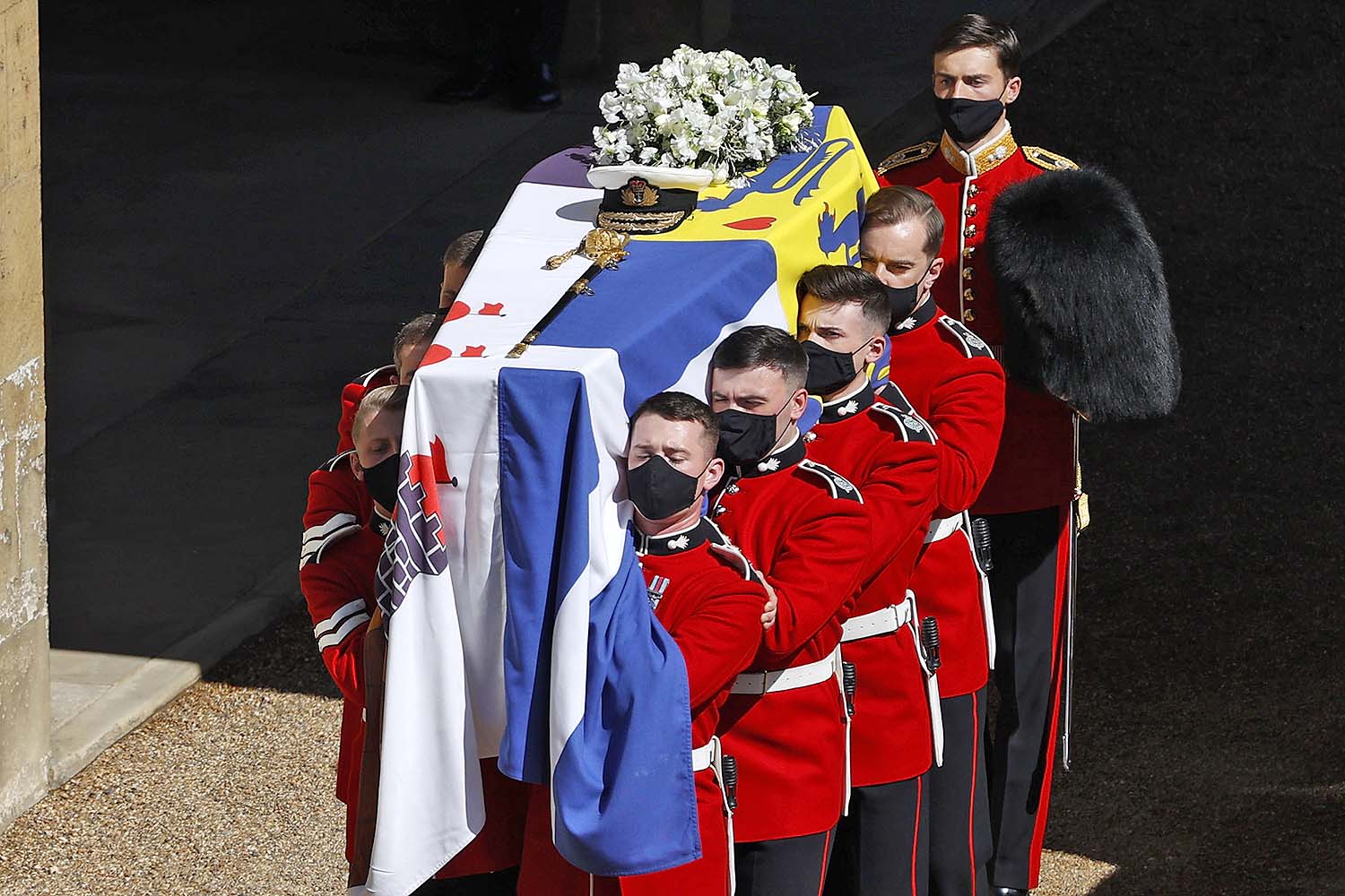 prince philip funeral coffin casket flag
